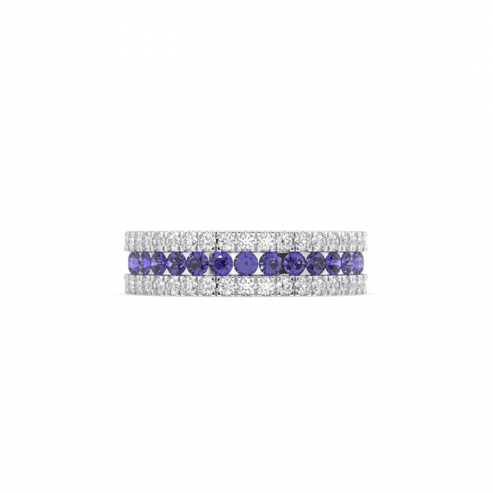 Eternity ring with 1.01 ct diamonds and 1.04 ct tanzanite
