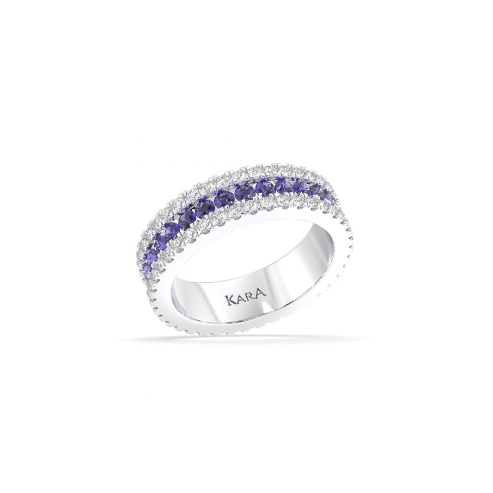 Eternity ring with 1.01 ct diamonds and 1.04 ct tanzanite