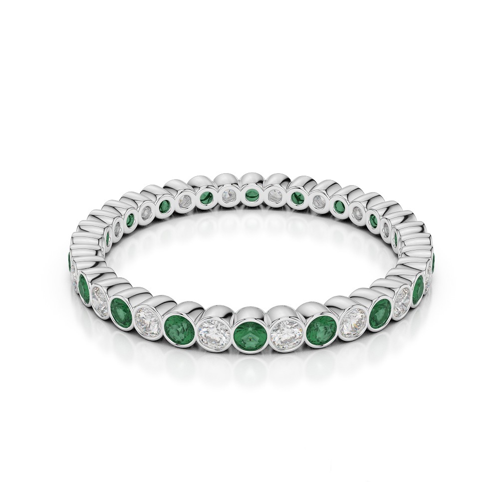 Eternity ring with 0.20 ct diamonds and 0.30 ct emeralds