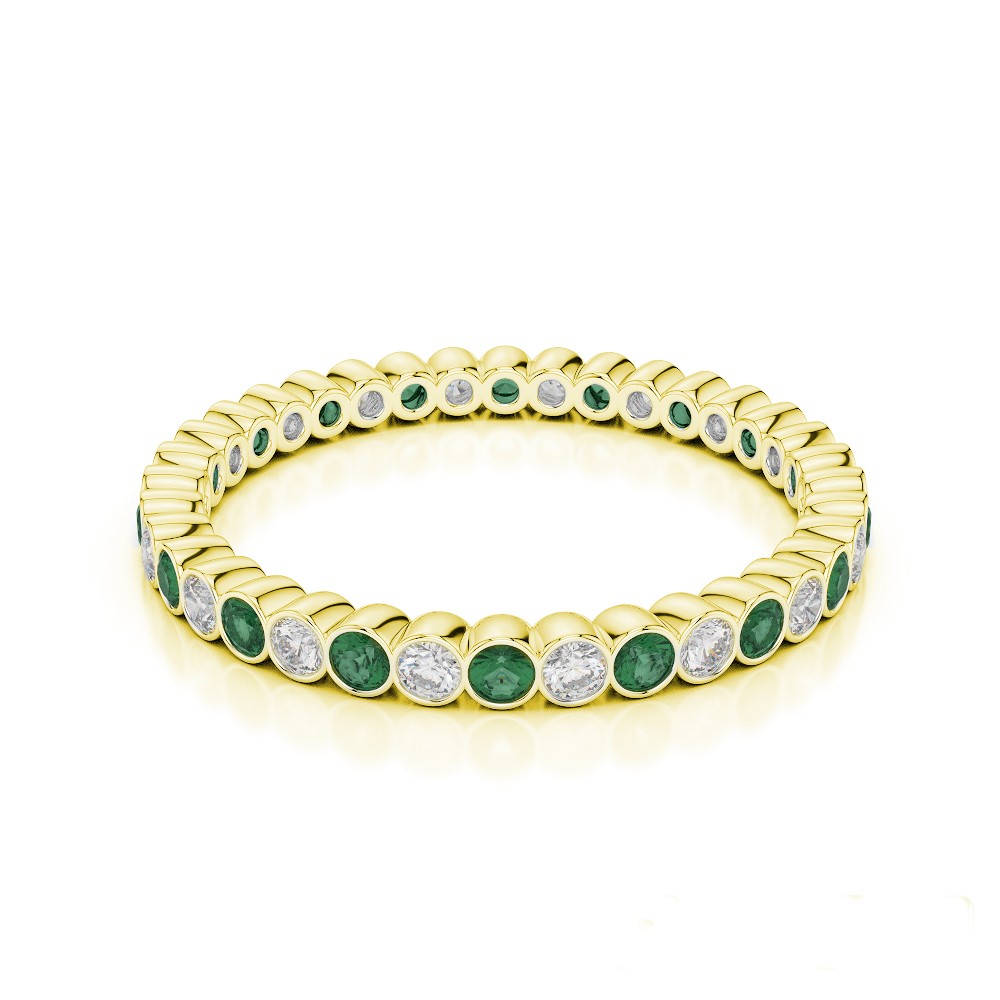 Eternity ring with 0.20 ct diamonds and 0.30 ct emeralds