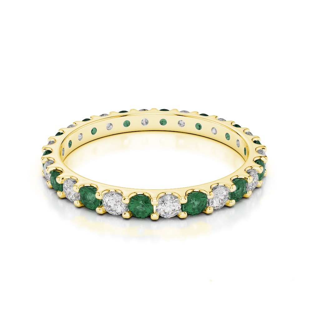 Eternity ring with 0.50 ct diamonds and 0.60 ct emeralds