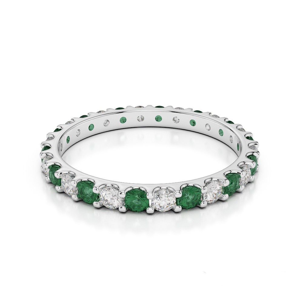 Eternity ring with 0.50 ct diamonds and 0.60 ct emeralds