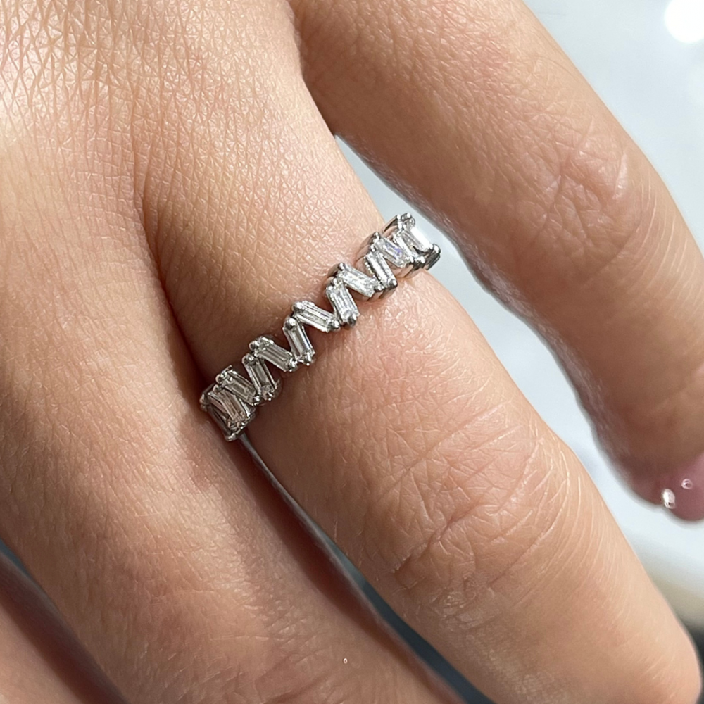 0.34 ct Semi Eternity Ring/ Baget Diamond Ring