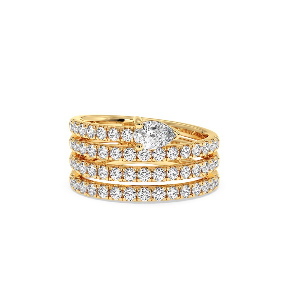 Snake Ring with a 0.31ct Pear Cut Diamond and 0.83ct Round Diamonds