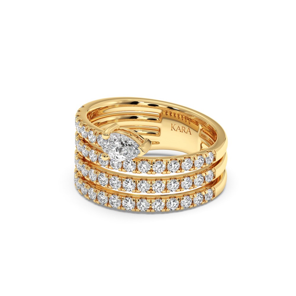 Snake Ring with a 0.31ct Pear Cut Diamond and 0.83ct Round Diamonds