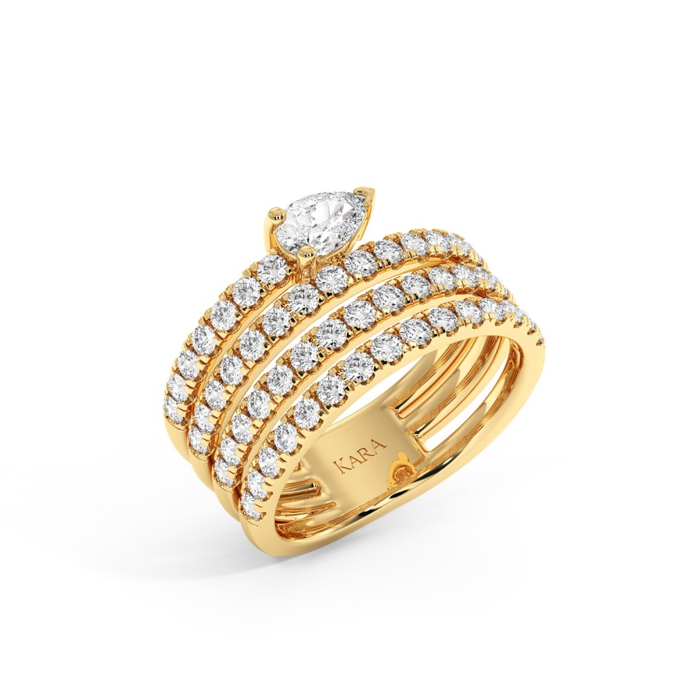 Snake Ring with a 0.31ct Pear Cut Diamond and 0.83ct Round Diamonds