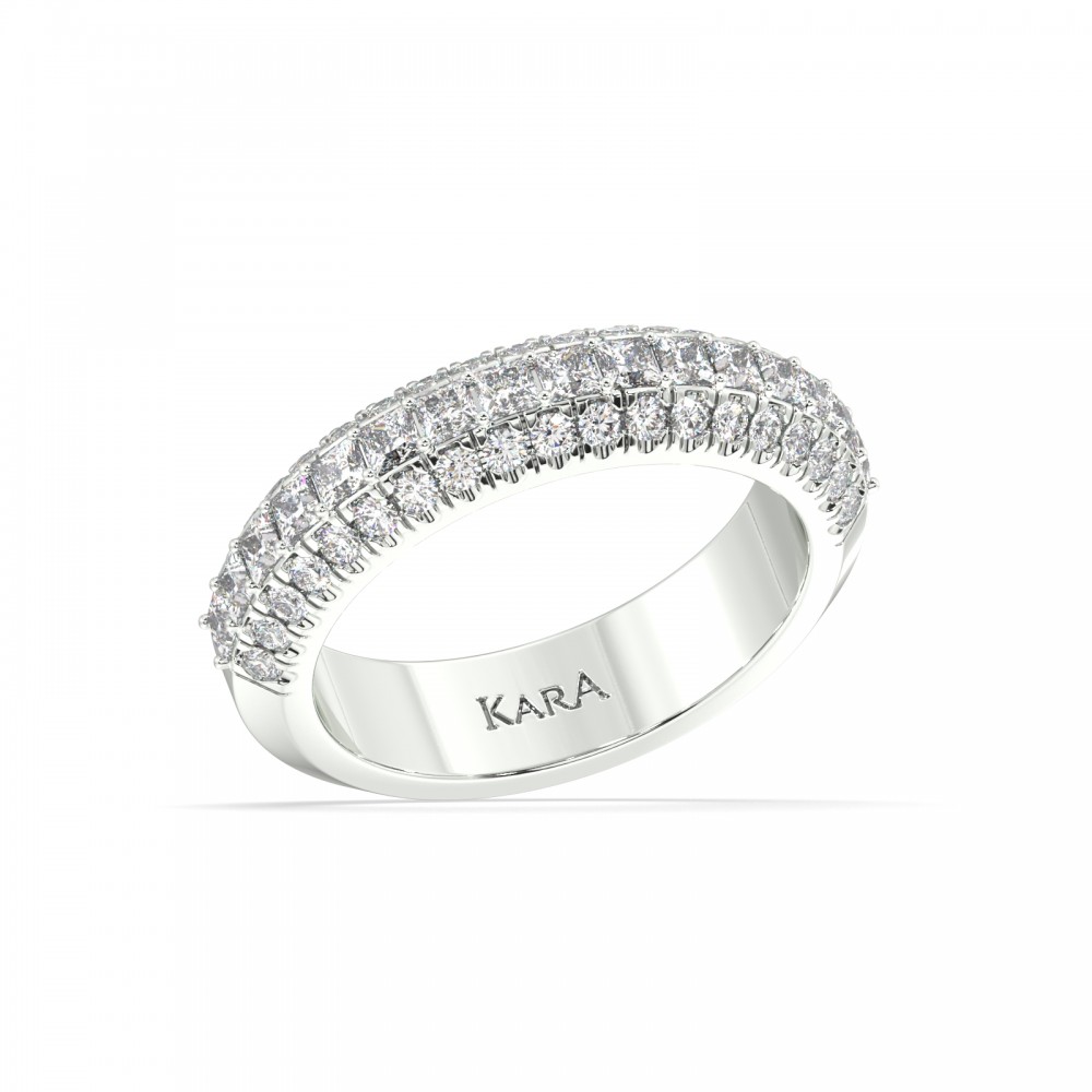 Eternity Ring / Wedding Ring with 0.80 ct Princess Diamonds and 0.48 ct Round Diamonds