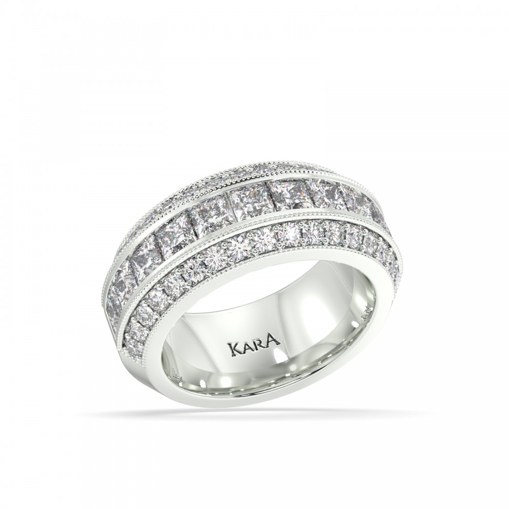 Eternity Ring/Eternity Wedding Ring with 1.86 ct Princess Diamonds and 0.74 ct Round Diamonds