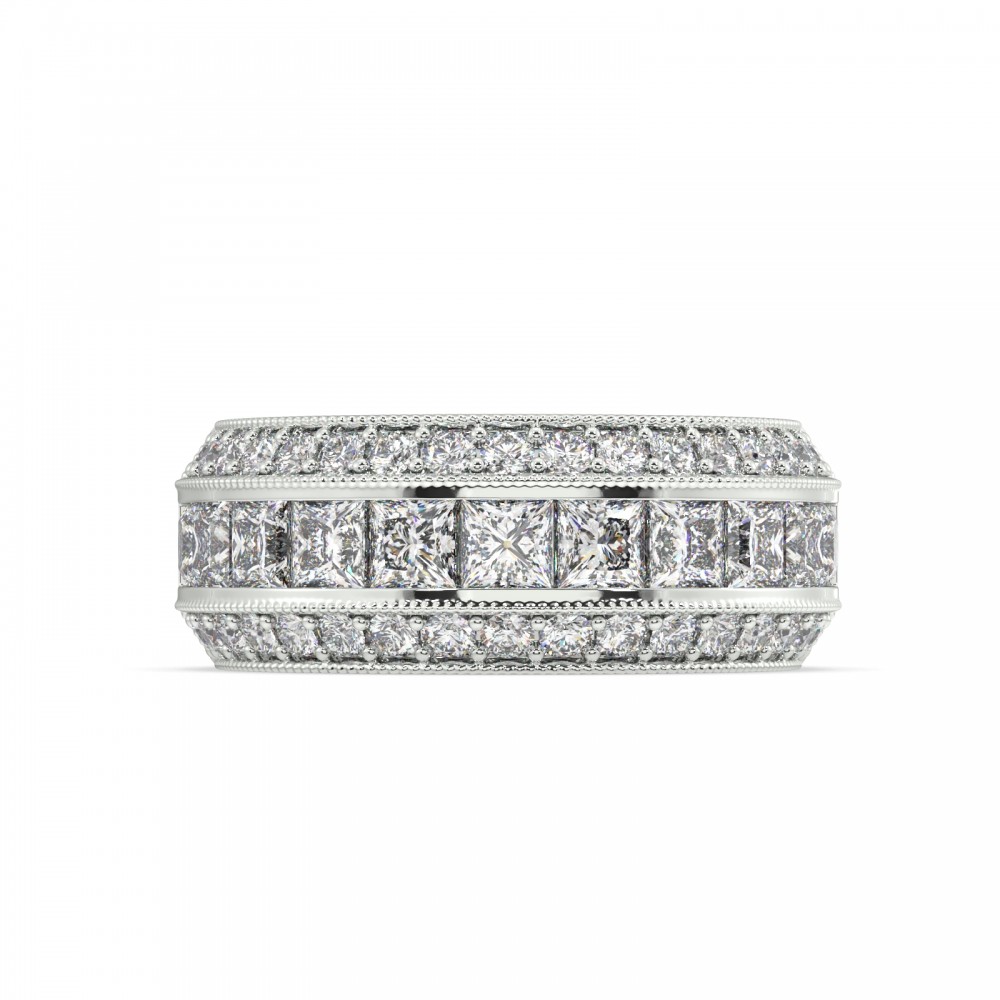 Eternity Ring/Eternity Wedding Ring with 1.86 ct Princess Diamonds and 0.74 ct Round Diamonds