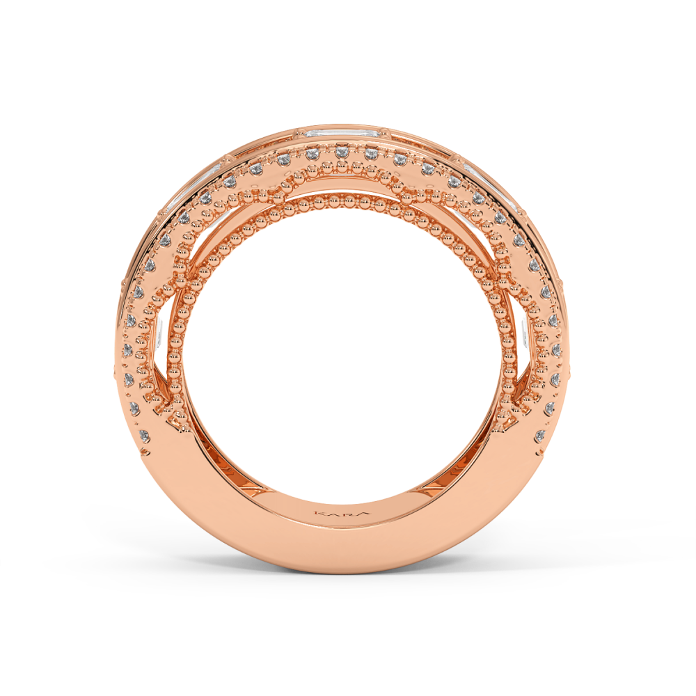 Semi Eternity Ring with 0.98ct Round Diamonds and 2ct Emerald Cut Diamonds