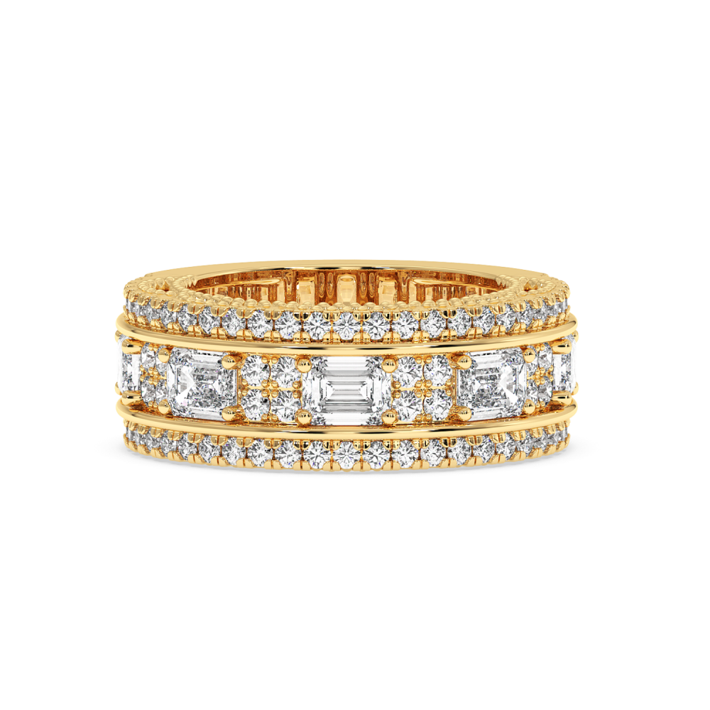 Semi Eternity Ring with 0.98ct Round Diamonds and 2ct Emerald Cut Diamonds