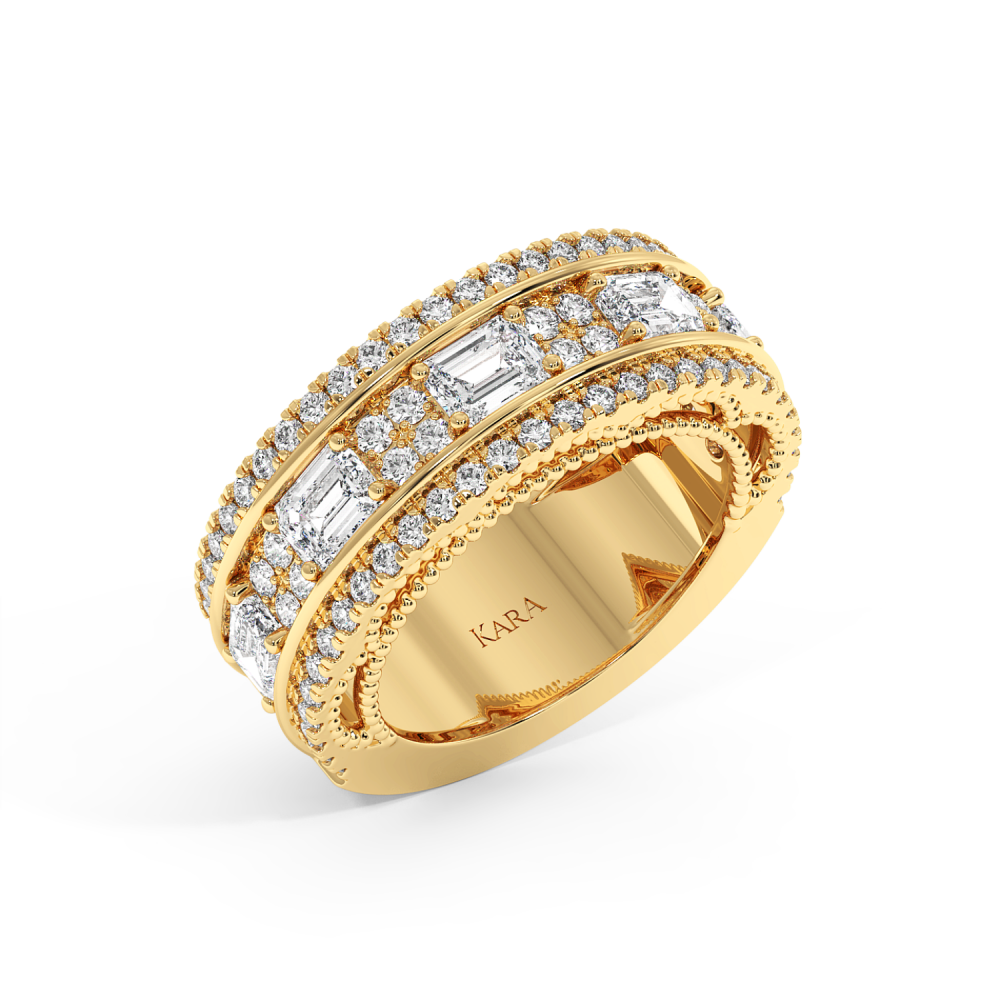 Semi Eternity Ring with 0.98ct Round Diamonds and 2ct Emerald Cut Diamonds