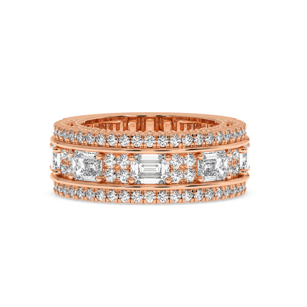 Semi Eternity Ring with 0.98ct Round Diamonds and 2ct Emerald Cut Diamonds