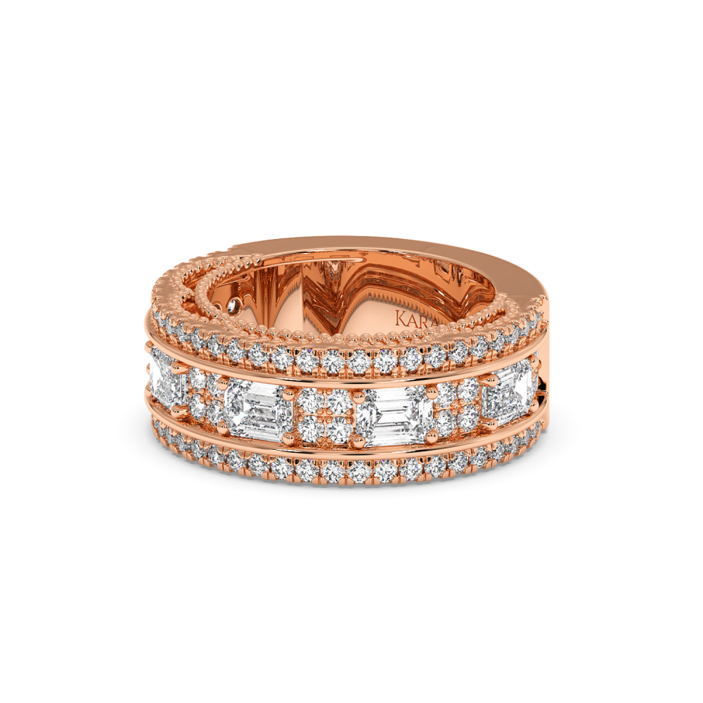 Semi Eternity Ring with 0.98ct Round Diamonds and 2ct Emerald Cut Diamonds