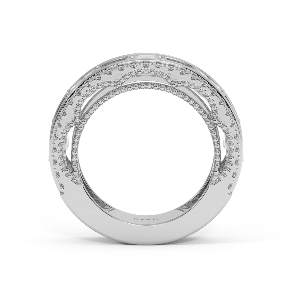 Semi Eternity Ring with 0.98ct Round Diamonds and 2ct Emerald Cut Diamonds
