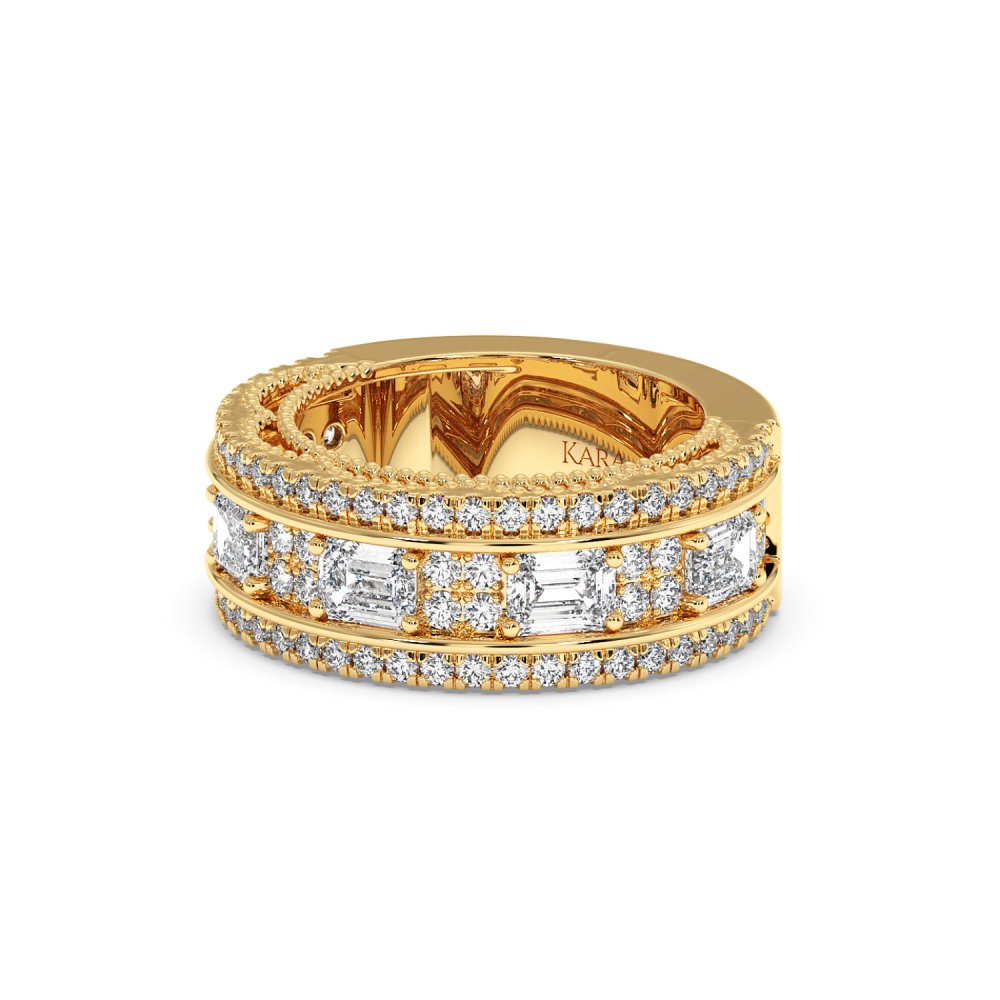 Semi Eternity Ring with 0.98ct Round Diamonds and 2ct Emerald Cut Diamonds
