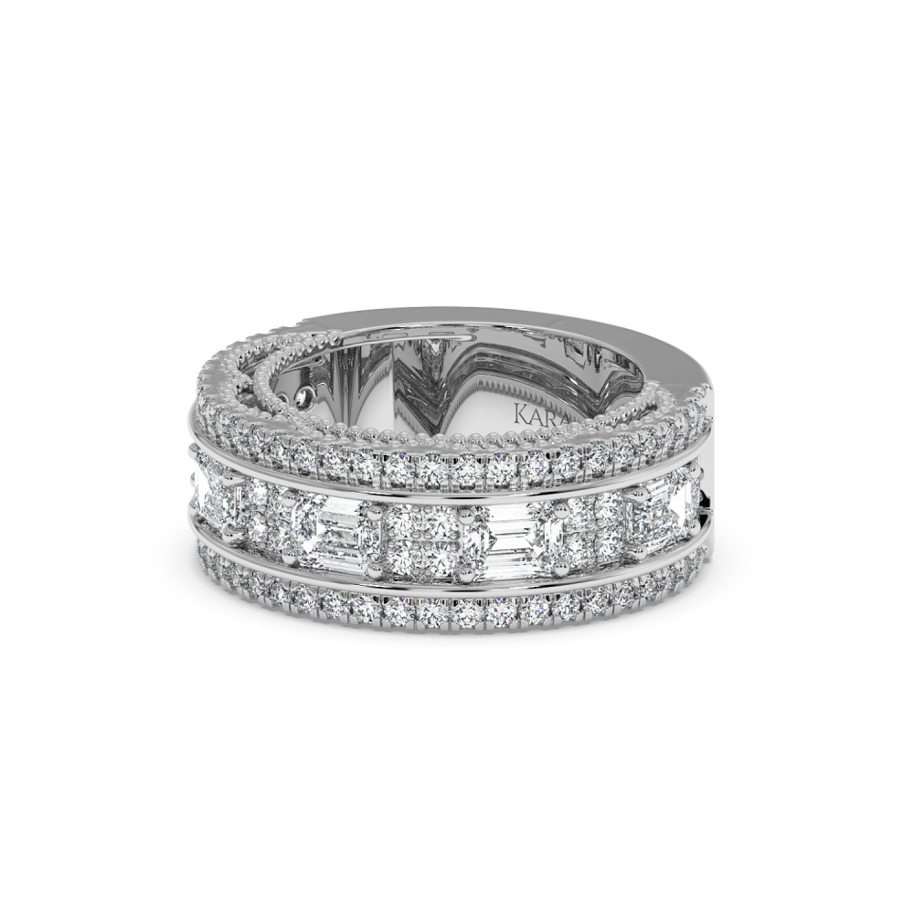 Semi Eternity Ring with 0.98ct Round Diamonds and 2ct Emerald Cut Diamonds