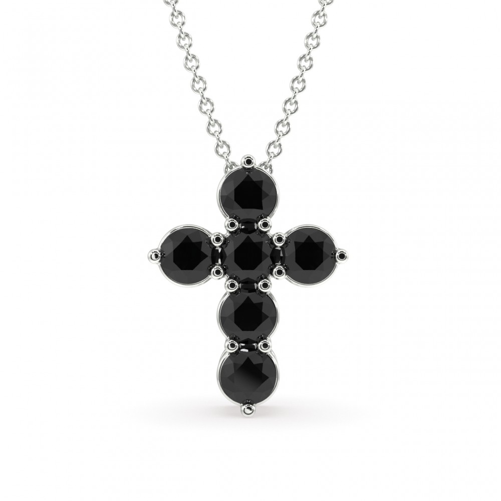 Cross pendant with 0.46 ct black diamonds