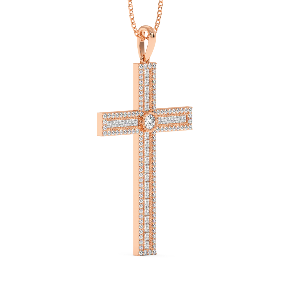 Cross Pendant with 0.46ct Round Diamonds and 0.58ct Princess Cut Diamonds