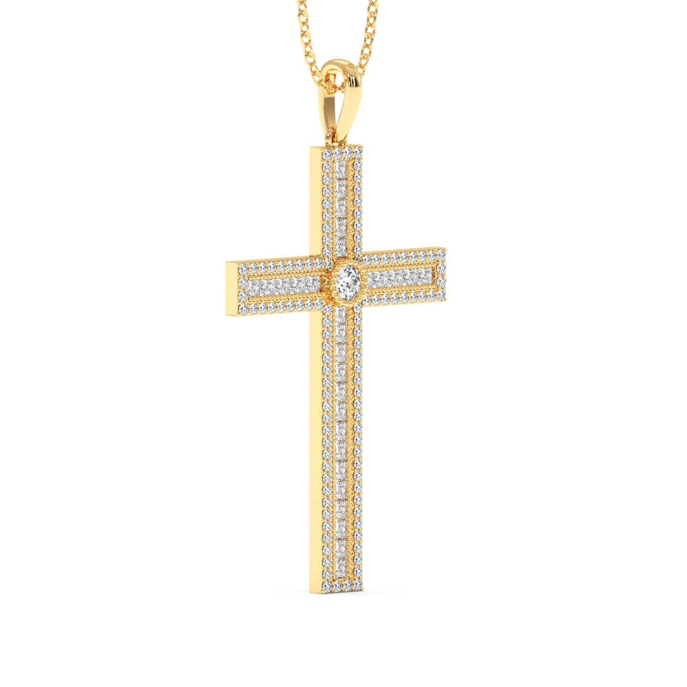 Cross Pendant with 0.46ct Round Diamonds and 0.58ct Princess Cut Diamonds