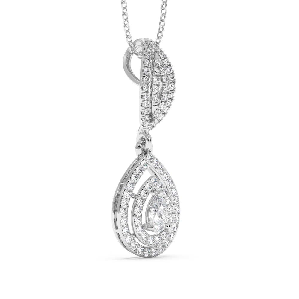 Pendant with 0.25ct Central Pear Cut Diamond and 0.56ct Side Diamonds