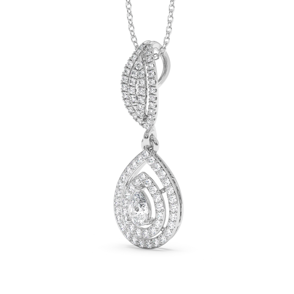 Pendant with 0.25ct Central Pear Cut Diamond and 0.56ct Side Diamonds