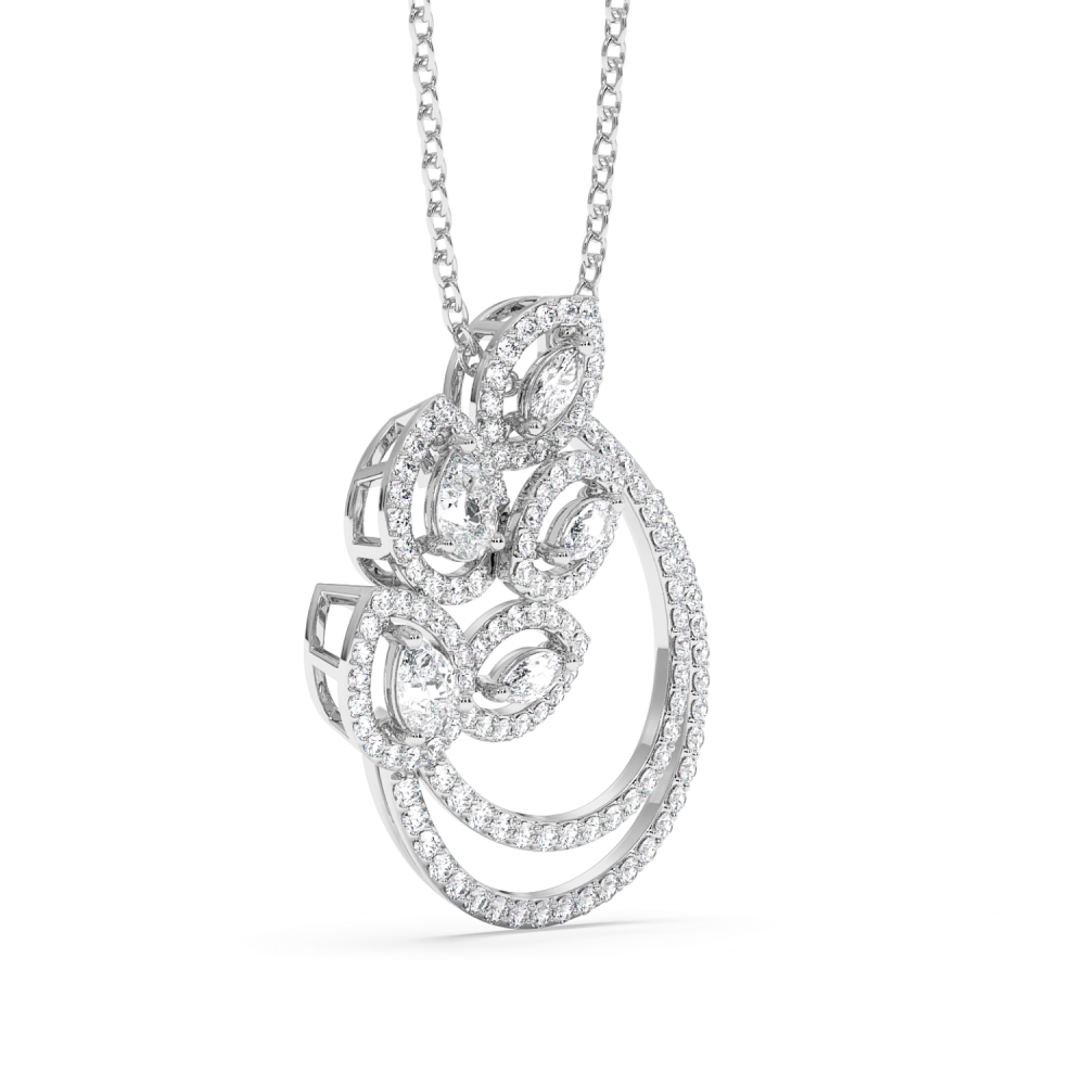 Pendant with 0.40ct Pear Cut Diamonds, 0.30ct Marquise Cut Diamonds and 0.80ct Round Diamonds