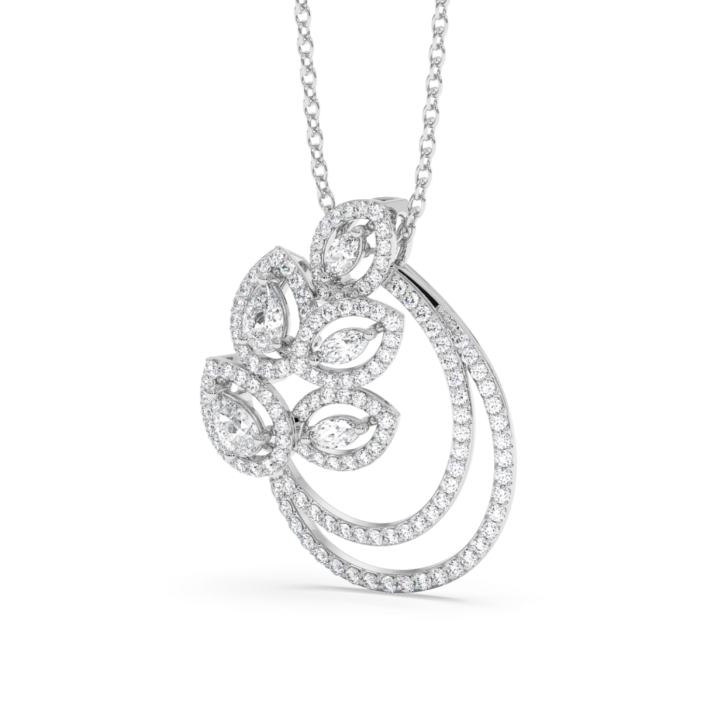 Pendant with 0.40ct Pear Cut Diamonds, 0.30ct Marquise Cut Diamonds and 0.80ct Round Diamonds