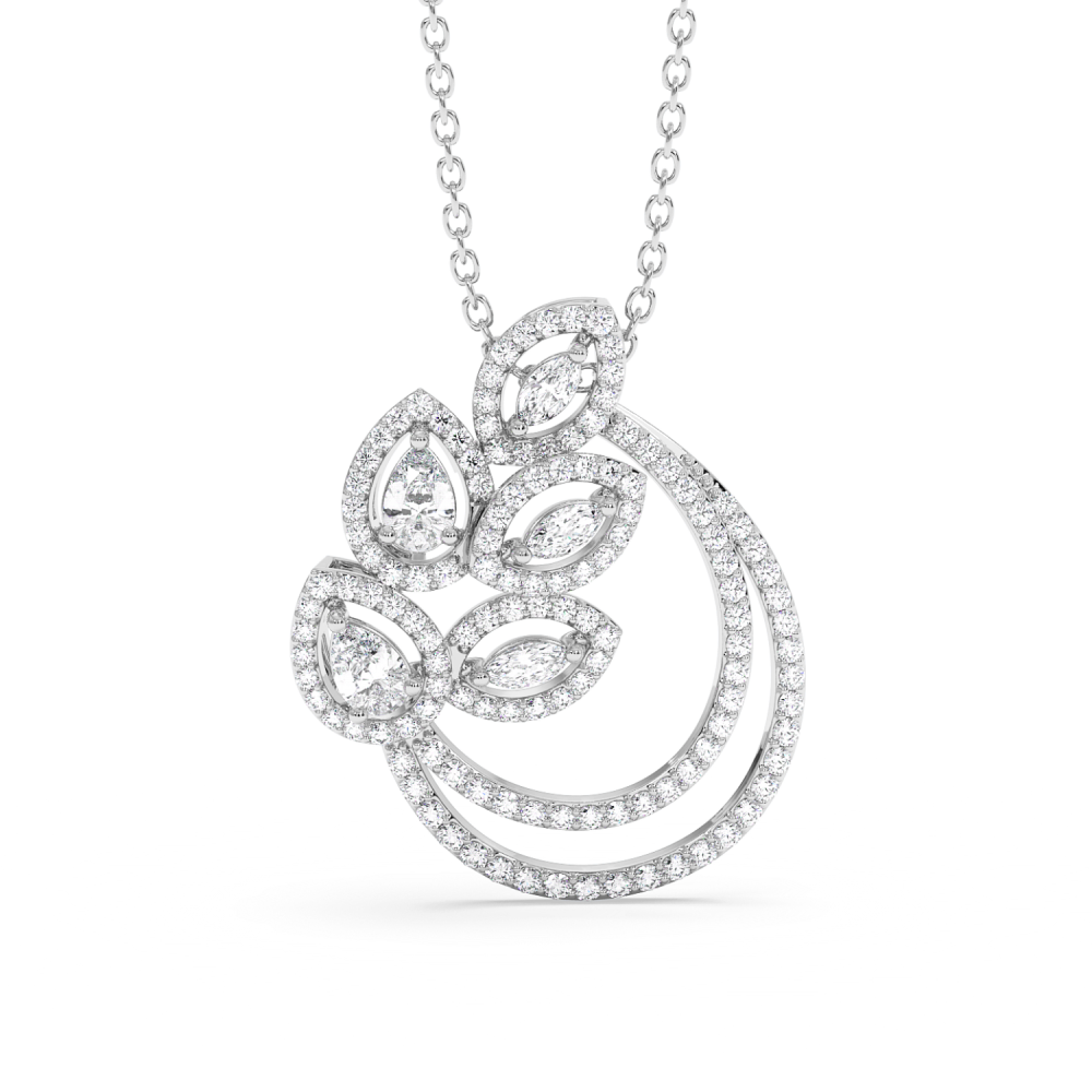 Pendant with 0.40ct Pear Cut Diamonds, 0.30ct Marquise Cut Diamonds and 0.80ct Round Diamonds