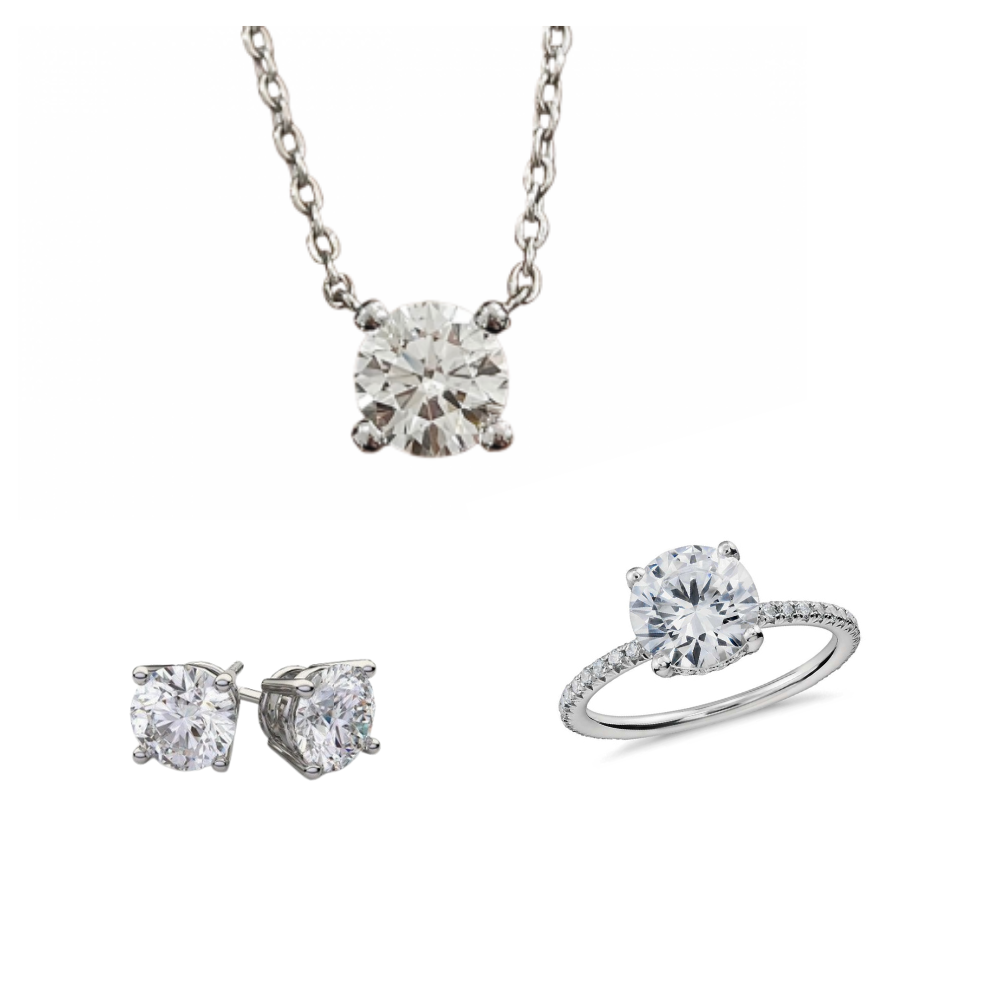 Solitaire jewelry set with 5.62 ct diamonds