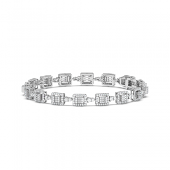 Bracelet with 0.57 ct Baget Diamonds and 1.73 ct round diamonds