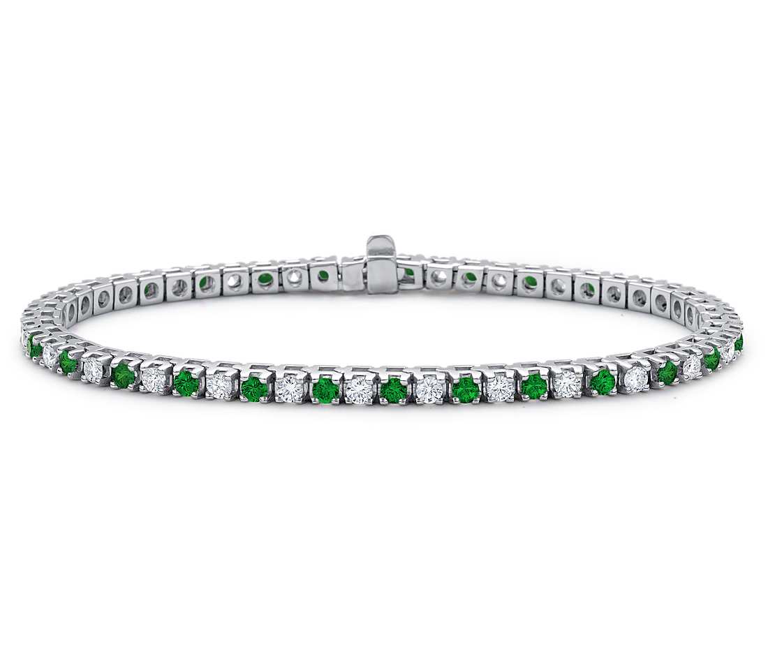 Tennis bracelet with 1.50 ct Emeralds and 1.00 ct Diamonds