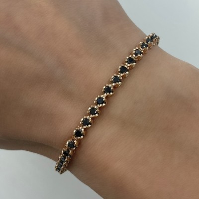 Tennis bracelet with 3.03 ct black diamonds