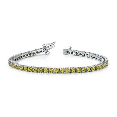 Tennis bracelet with 3.95 ct yellow sapphires