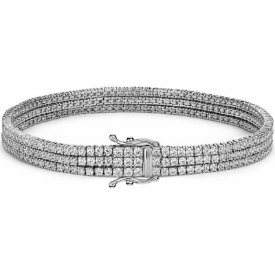 Triple tennis bracelet with 6.84 ct diamonds