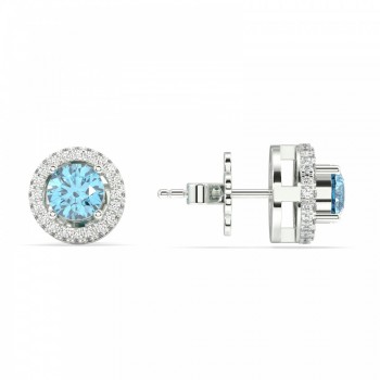 Earrings with 1.38 ct Blue Topaz and 0.44 ct Diamonds