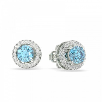 Earrings with 1.38 ct Blue Topaz and 0.44 ct Diamonds