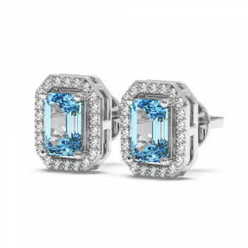 Earrings with 2.88 ct Blue Topaz and 0.37 ct Diamonds