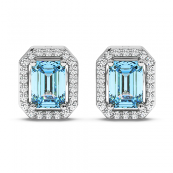 Earrings with 2.88 ct Blue Topaz and 0.37 ct Diamonds