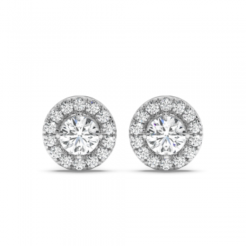 Earrings with center diamond each 0.45 ct and side diamonds of 0.46 ct