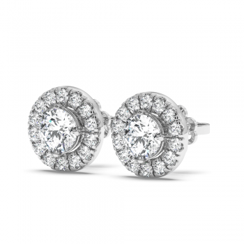 Earrings with center diamond each 0.45 ct and side diamonds of 0.46 ct