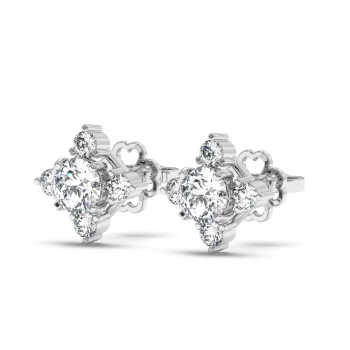 Earrings with center diamond each 0.25 ct and side diamonds each 0.21 ct