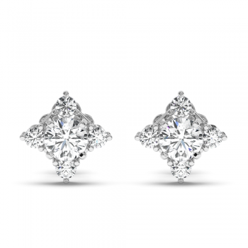 Earrings with center diamond each 0.25 ct and side diamonds each 0.21 ct