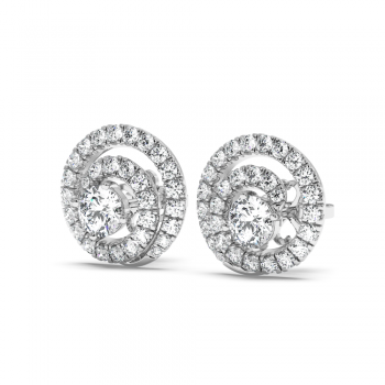 Earrings with center diamond each 0.25 ct and side diamonds each 0.70 ct