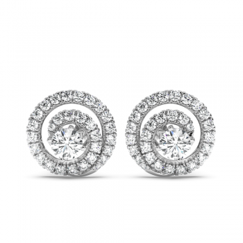 Earrings with center diamond each 0.25 ct and side diamonds each 0.70 ct