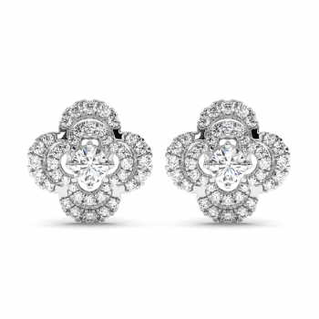 Earrings with center diamond each 0.27 ct and side diamonds each 0.33 ct