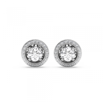 Earrings with center diamond each 0.50 ct and side diamonds each 0.67 ct