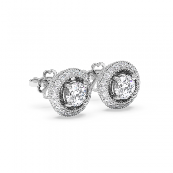 Earrings with center diamond each 0.50 ct and side diamonds each 0.67 ct