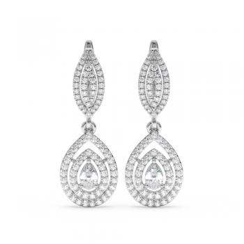 Earrings with Central Pear Cut Diamond of 0.25ct each and Lateral Diamonds of 1.12ct