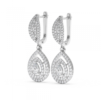Earrings with Central Pear Cut Diamond of 0.25ct each and Lateral Diamonds of 1.12ct